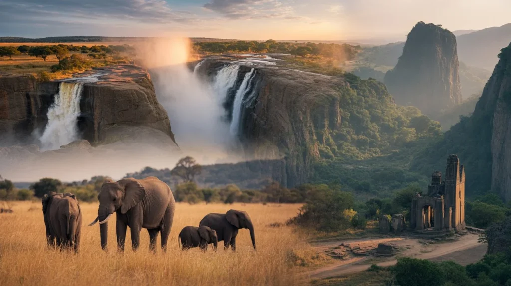 Victoria Falls, wildlife safaris, and landscapes showcasing Zimbabwe beyond Harare